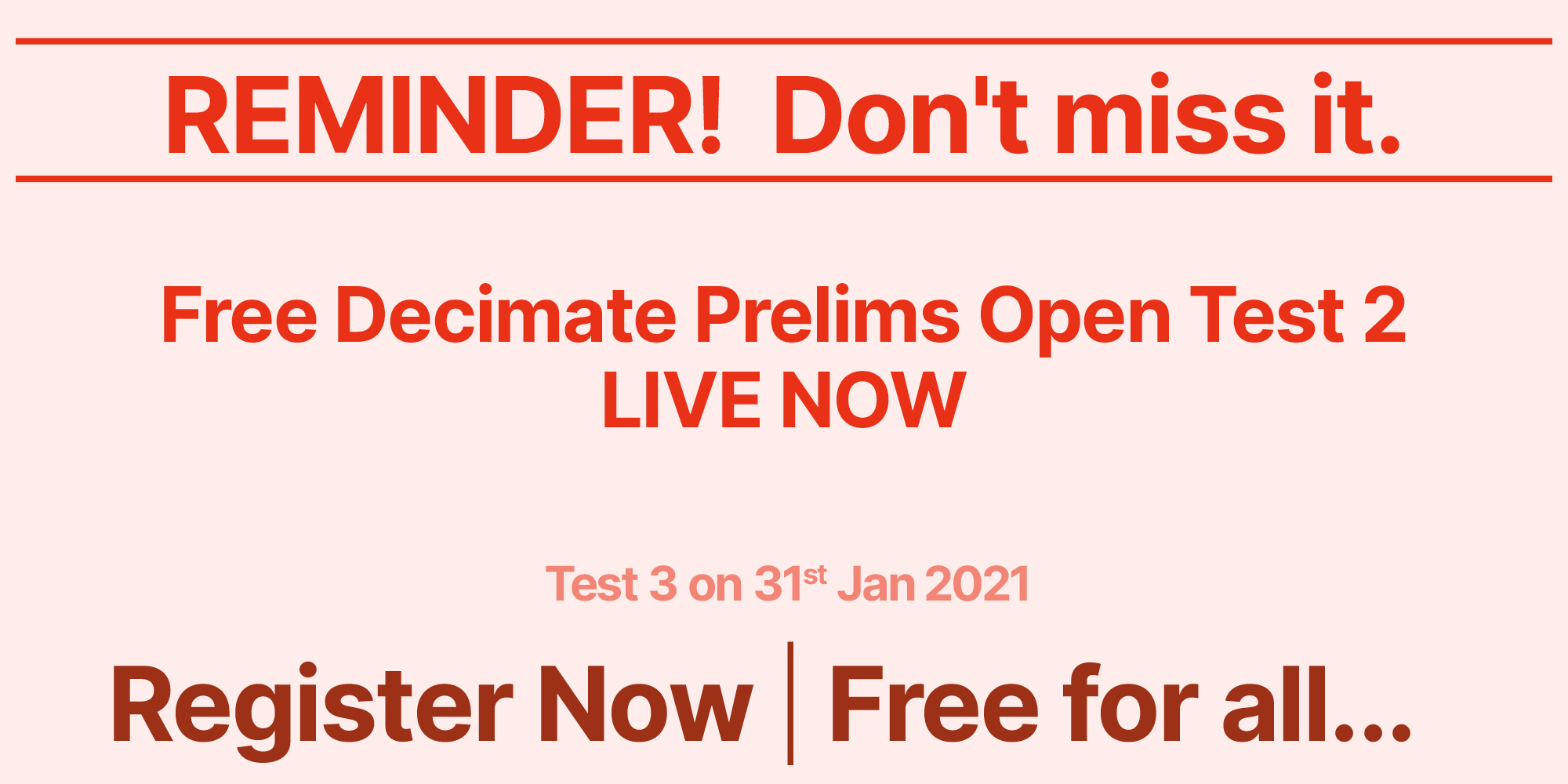 Decimate 2 (LIVE NOW) 2nd Decimate Prelims Open(Free) Test 2021| Attempt and join ...