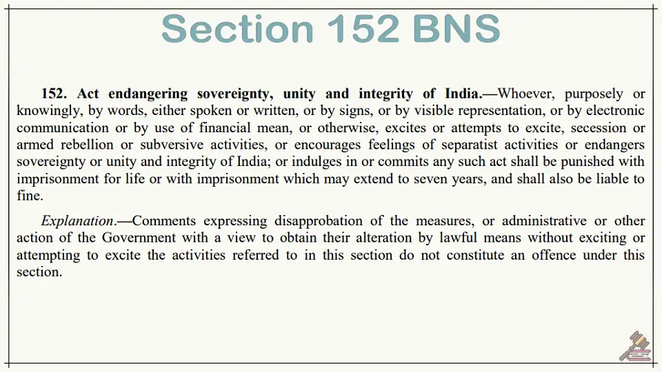 Section 152 of the Bharatiya Nyaya Sanhita (BNS)
