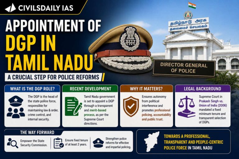 Appointment of DGP in Tamil Nadu - Civilsdaily