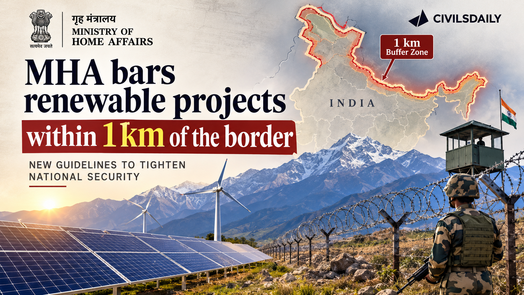 MHA bars renewable projects within 1 km of the border - Civilsdaily