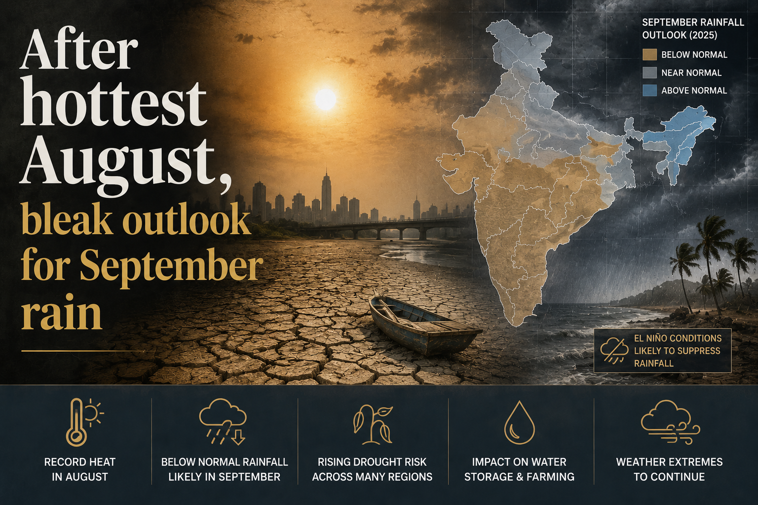 After hottest August, bleak outlook for September rain