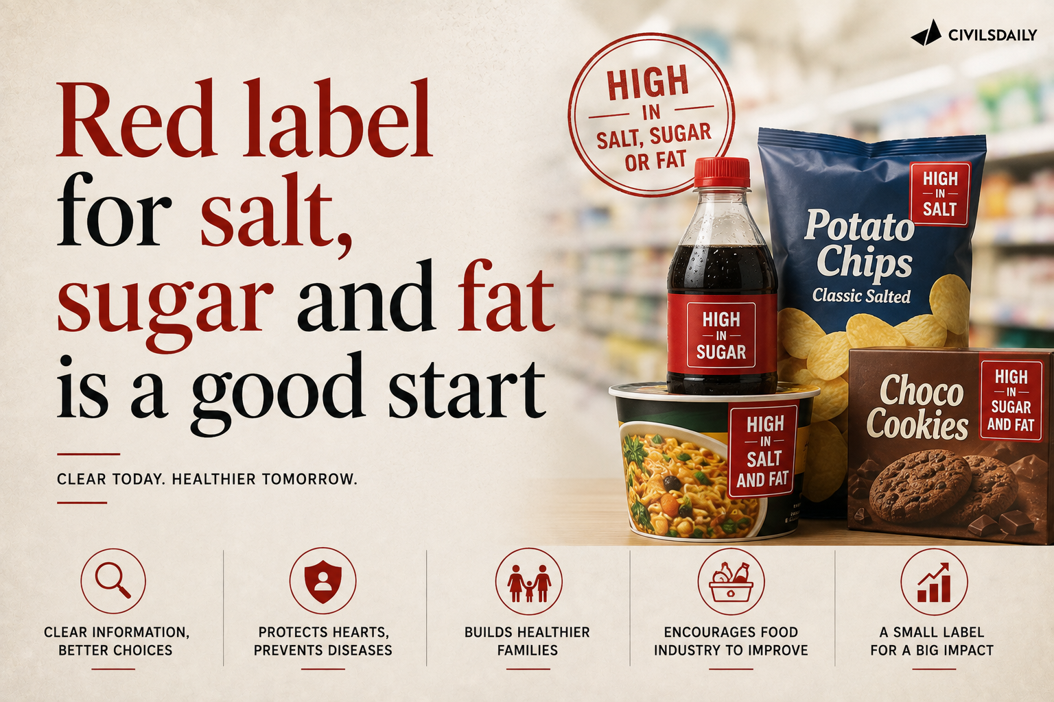 Red label for salt, sugar and fat is a good start