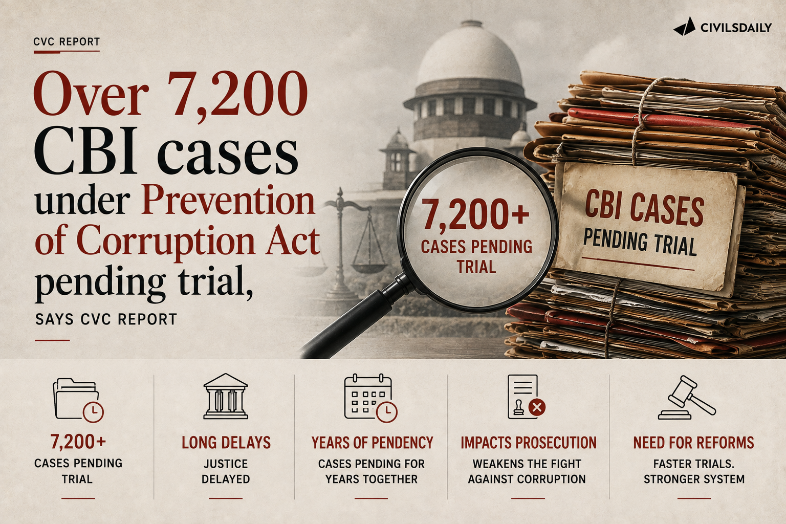 Over 7,200 CBI cases under Prevention of Corruption Act pending trial, says CVC report
