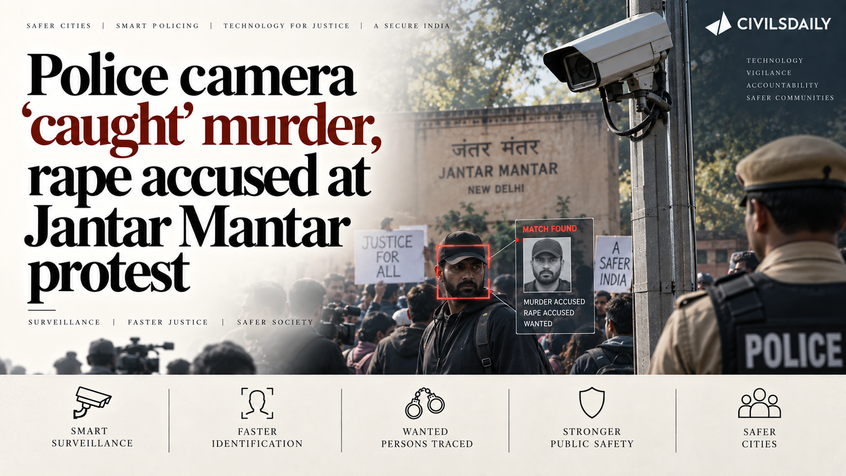 Police camera ‘caught’ murder, rape accused at Jantar Mantar protest