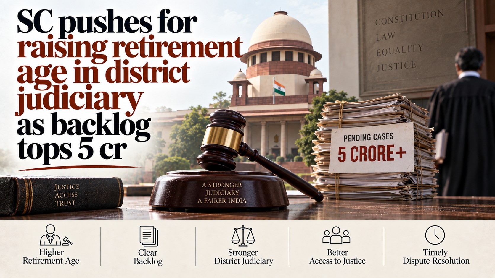 SC pushes for raising retirement age in district judiciary as backlog tops 5 cr