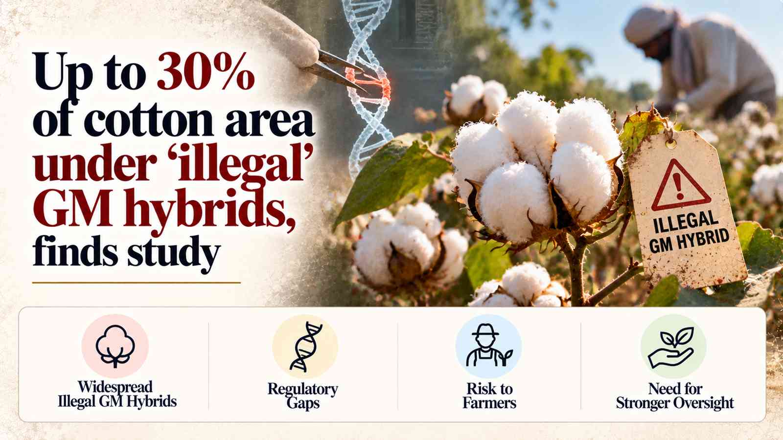 Up to 30% of cotton area under ‘illegal’ GM hybrids, finds study