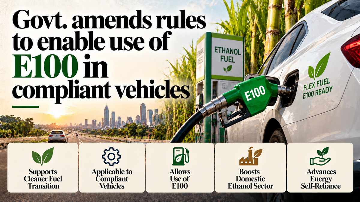 Govt. amends rules to enable use of E100 in compliant vehicles