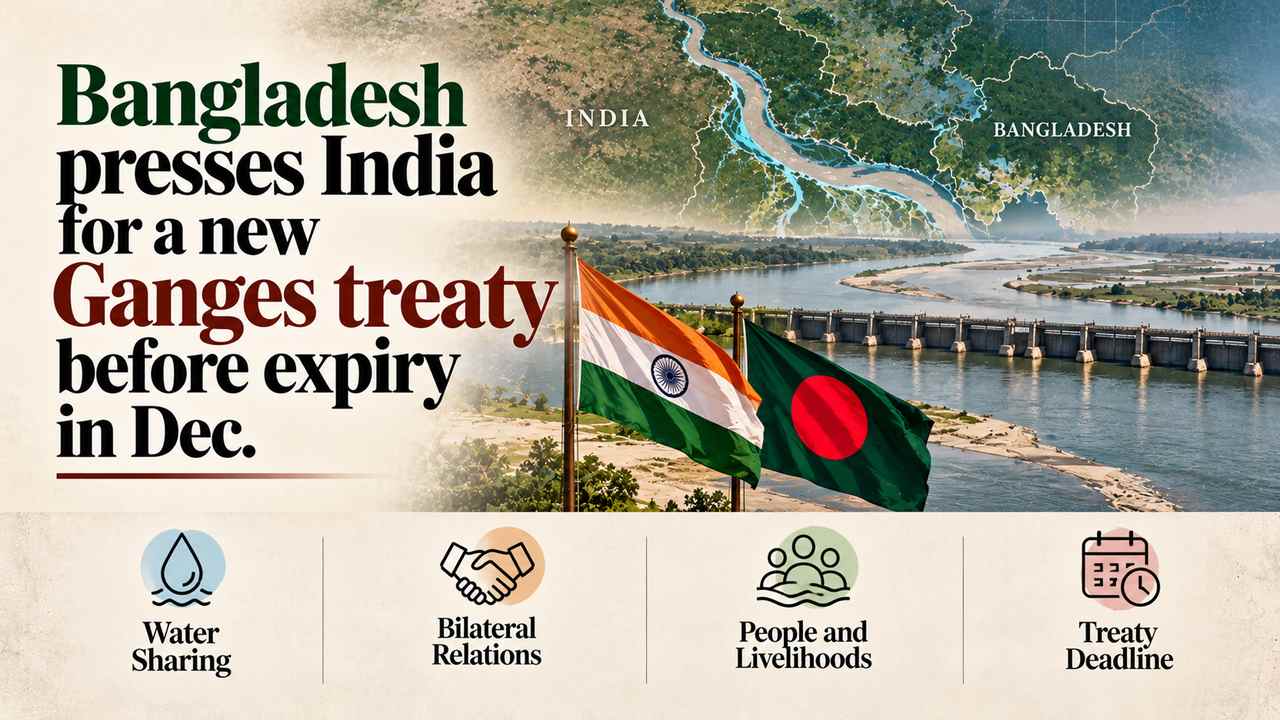 Bangladesh presses India for a new Ganges treaty before expiry in Dec.