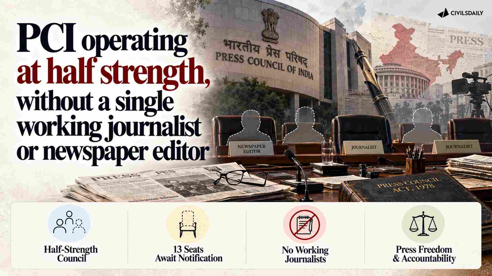 PCI operating at half strength, without a single working journalist or newspaper editor